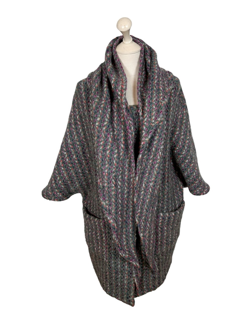 NWT Branigan Weavers Oversized Multicolor Knit Coatigan and Tina Cape